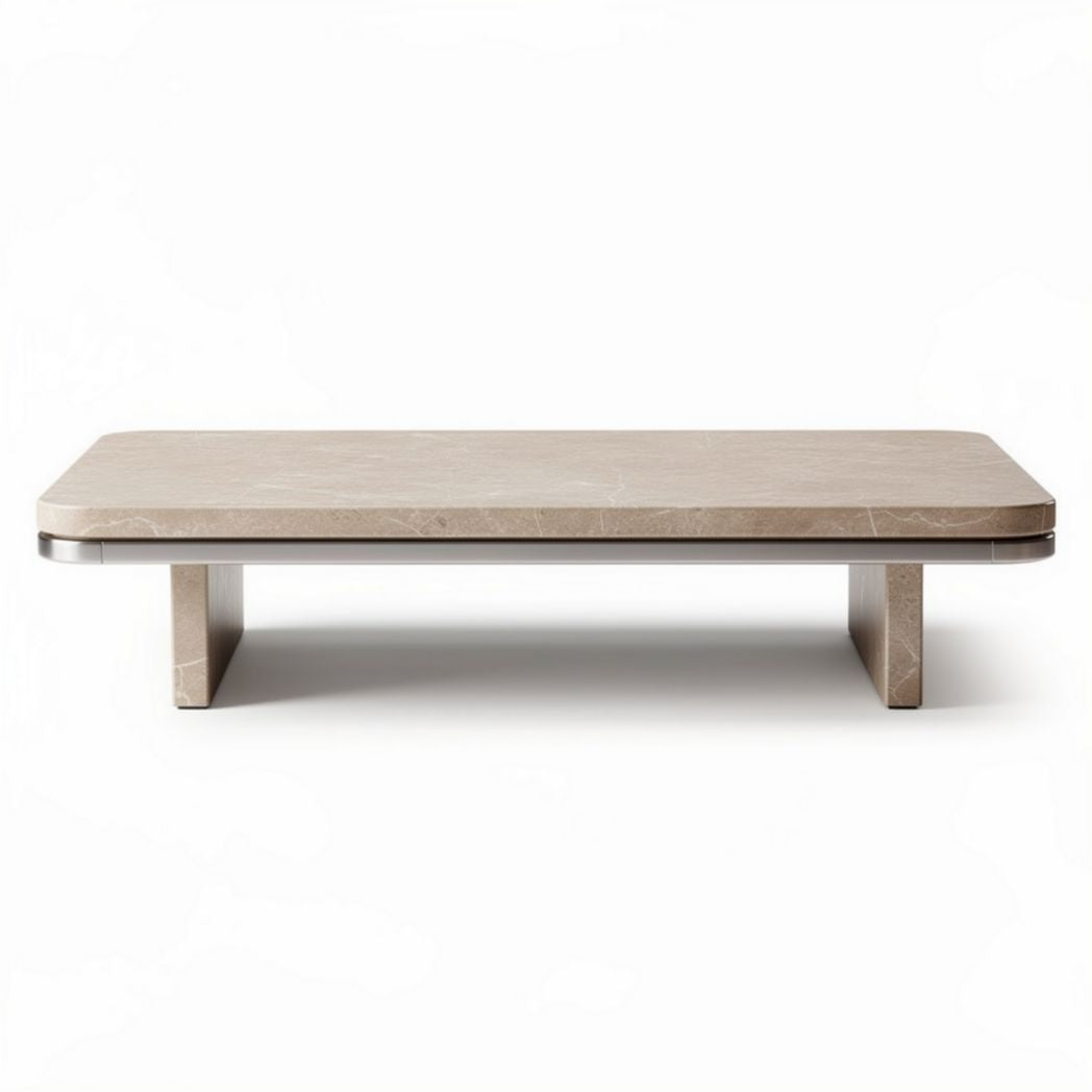Stół kawowy z marmurowym blatem 120 x 60 x 30 cm w kolorze beżowym